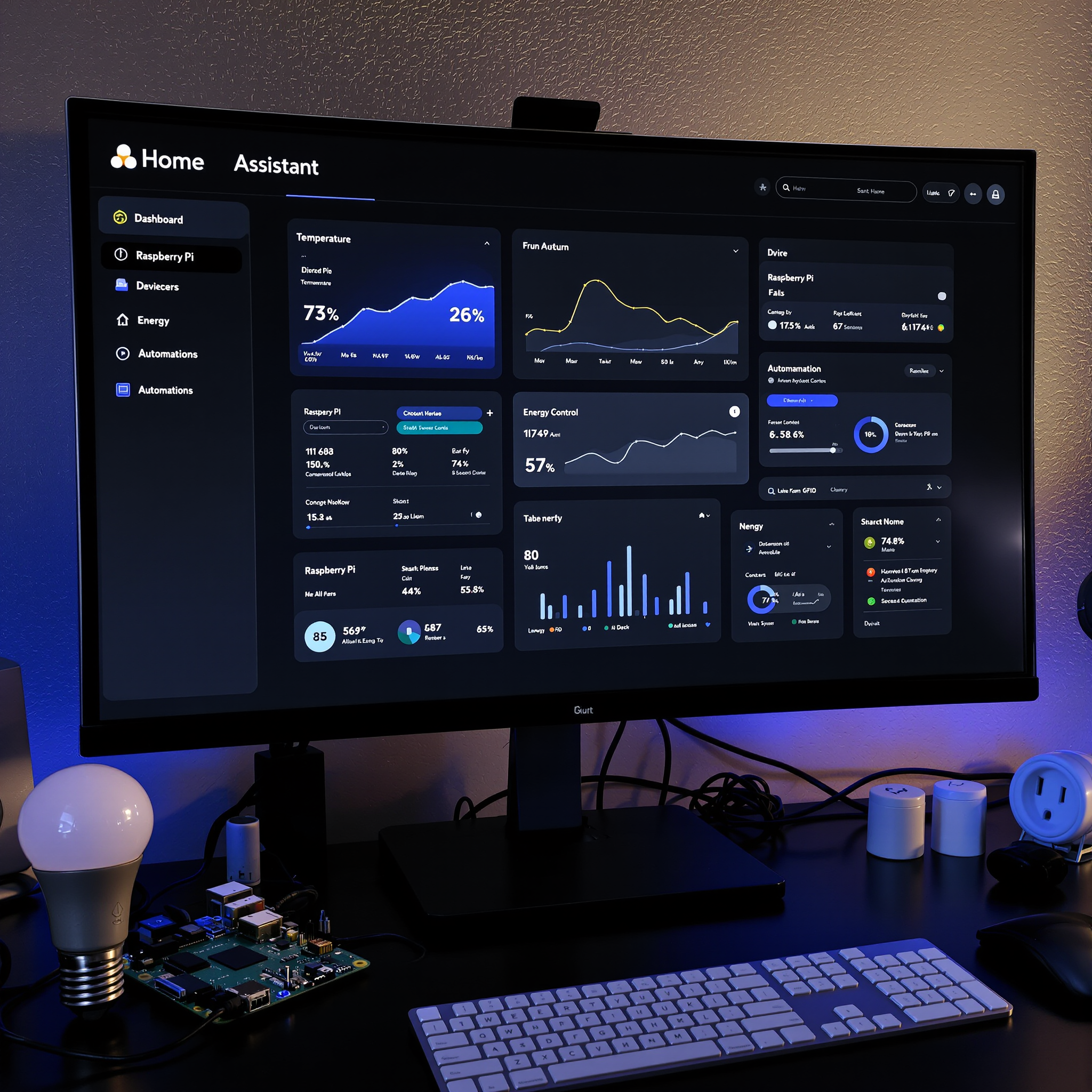 Home Assistant dashboard s ovládáním chytré domácnosti na tablet a mobilních zařízení